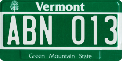 VT license plate ABN013