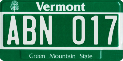 VT license plate ABN017