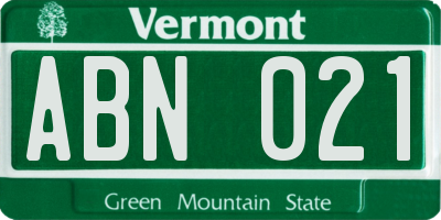 VT license plate ABN021