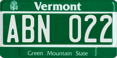 VT license plate ABN022