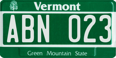 VT license plate ABN023