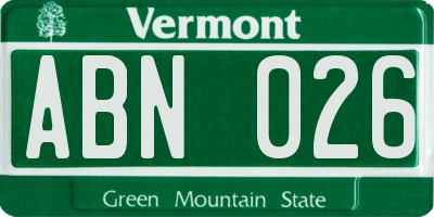 VT license plate ABN026