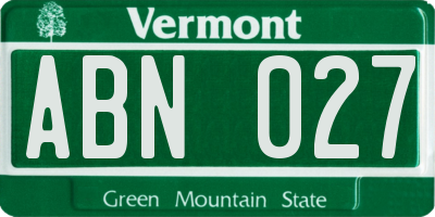 VT license plate ABN027