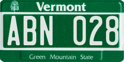 VT license plate ABN028