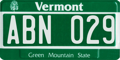 VT license plate ABN029