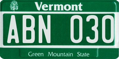 VT license plate ABN030