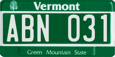 VT license plate ABN031