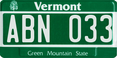 VT license plate ABN033