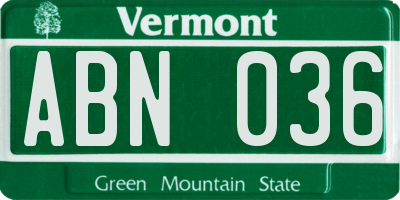 VT license plate ABN036