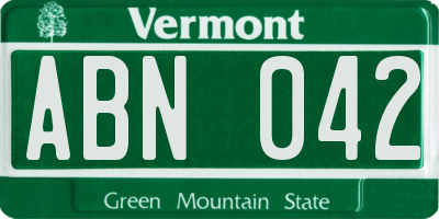 VT license plate ABN042