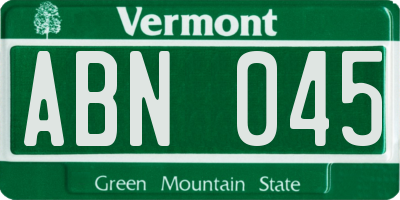 VT license plate ABN045