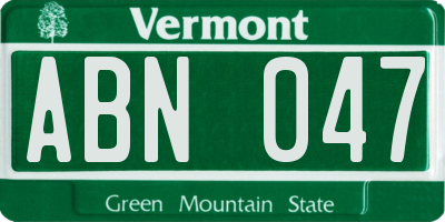 VT license plate ABN047