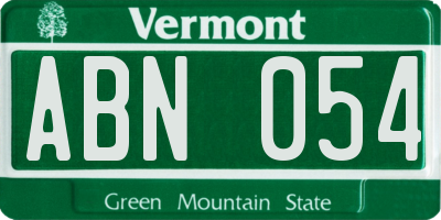 VT license plate ABN054