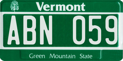 VT license plate ABN059