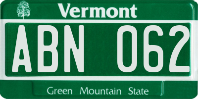 VT license plate ABN062