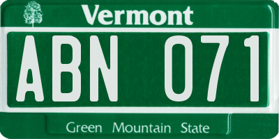 VT license plate ABN071