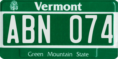 VT license plate ABN074