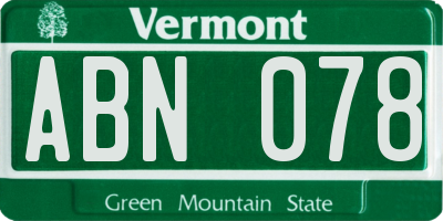 VT license plate ABN078