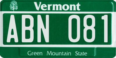 VT license plate ABN081