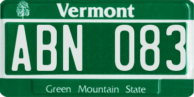 VT license plate ABN083