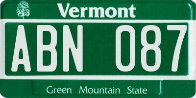 VT license plate ABN087