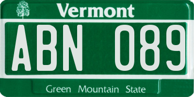 VT license plate ABN089