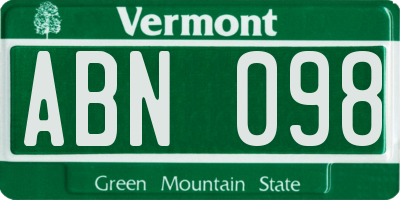 VT license plate ABN098