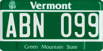 VT license plate ABN099