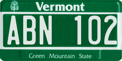 VT license plate ABN102