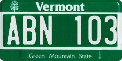 VT license plate ABN103