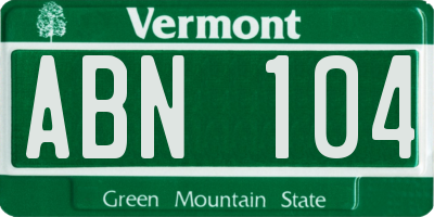 VT license plate ABN104