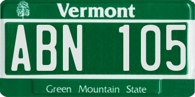 VT license plate ABN105