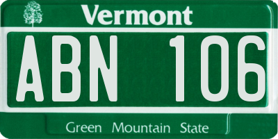 VT license plate ABN106