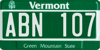 VT license plate ABN107