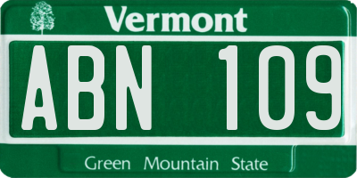 VT license plate ABN109