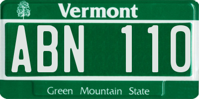 VT license plate ABN110