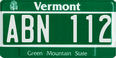 VT license plate ABN112