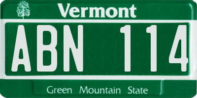 VT license plate ABN114