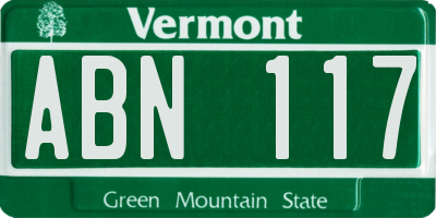 VT license plate ABN117