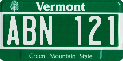 VT license plate ABN121