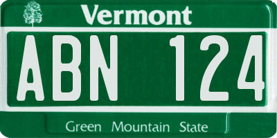 VT license plate ABN124