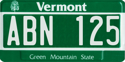 VT license plate ABN125