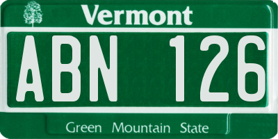 VT license plate ABN126