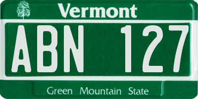 VT license plate ABN127