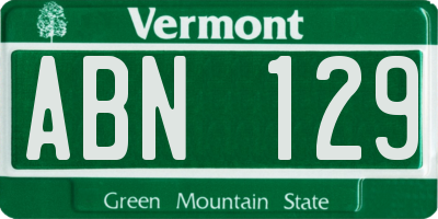 VT license plate ABN129