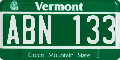 VT license plate ABN133