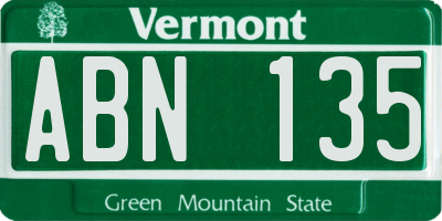 VT license plate ABN135