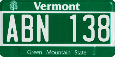 VT license plate ABN138