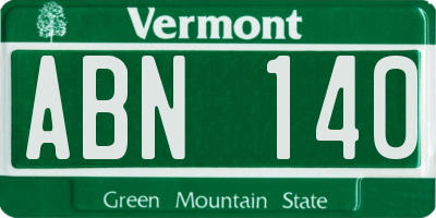 VT license plate ABN140