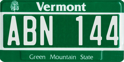 VT license plate ABN144